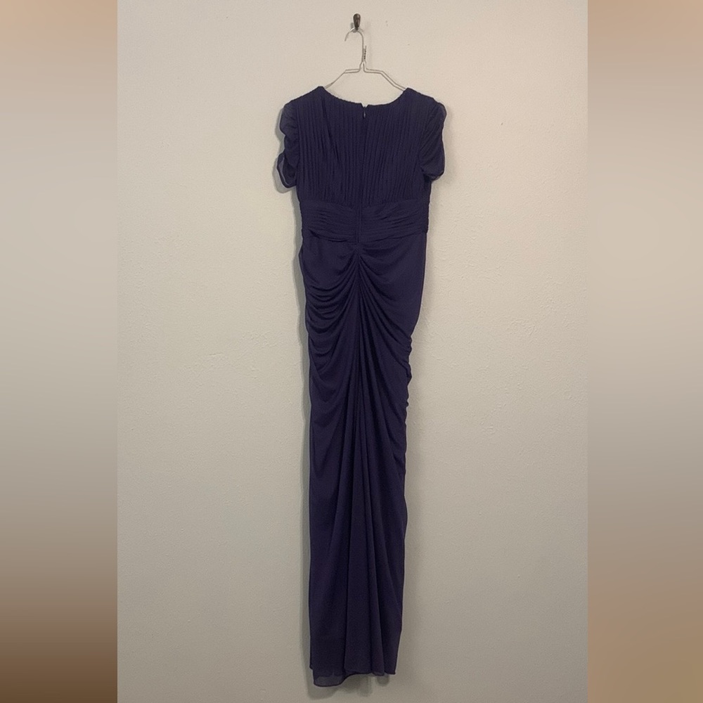 Adrianna Papell Women's Size 2P Petite Draped Ruched Mesh Maxi Dress Indigo Blue - Picture 7 of 13